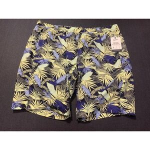 New Duluth Trading Swim Shorts Mens 2XL Tropical Print Trunks Pier Genius 11in